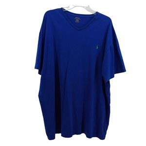 Polo Ralph Lauren Mens 2XB Blue V-Neck Short Sleeve Pony Logo T-Shirt Big & Tall